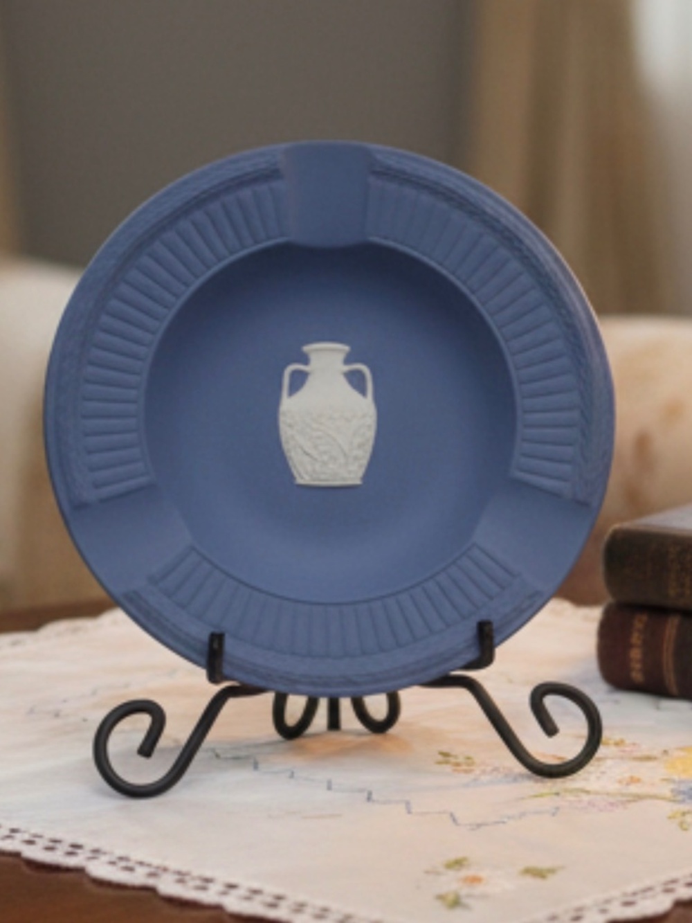 Vintage Wedgwood Blue Jasperware Fluted Ashtray / Portland Vase Decor